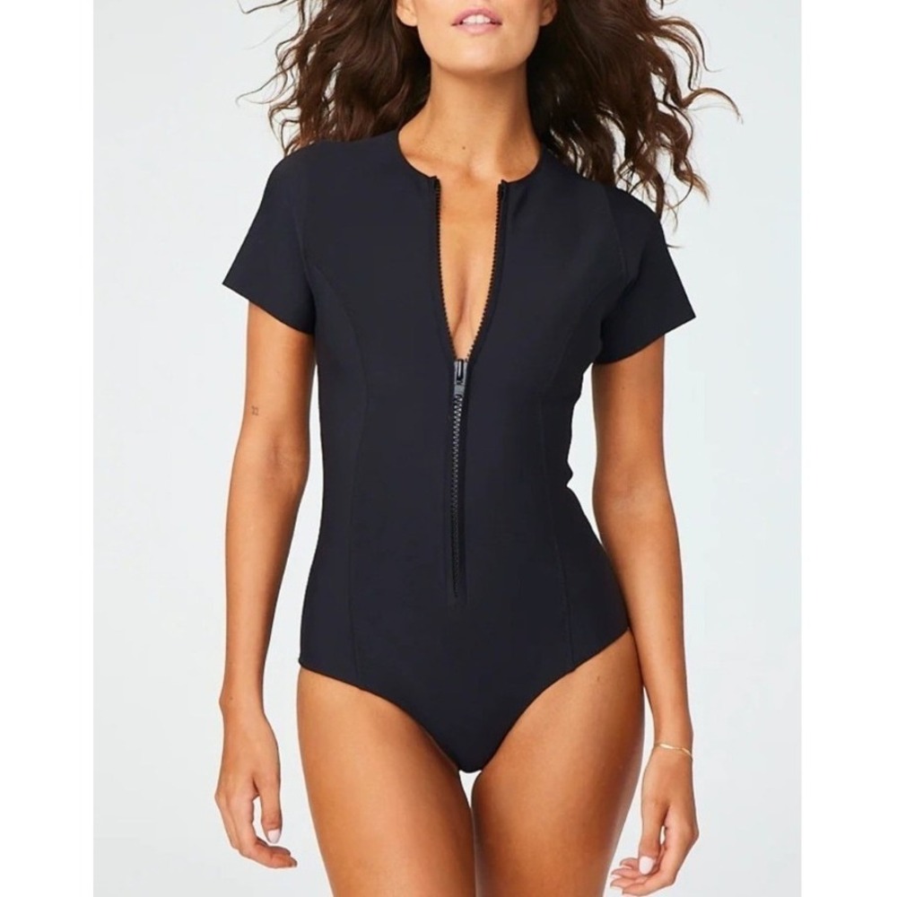 Lisa Marie Fernandez Swimsuit The Farrah Maillot Black‎ Neoprene Size 4 (8-10)
